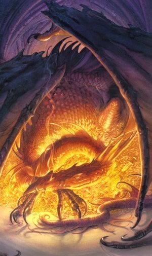 Smaug from Tolkien's The Hobbit, as illustrate...